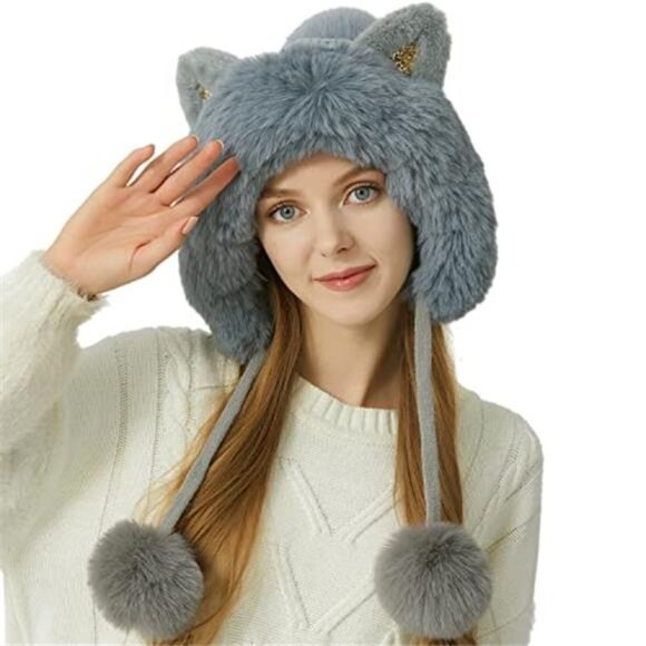 Women' Winter Peruvian Cover Ears Beanie Hat Ear Flaps Sherpa Ski Snow Hat